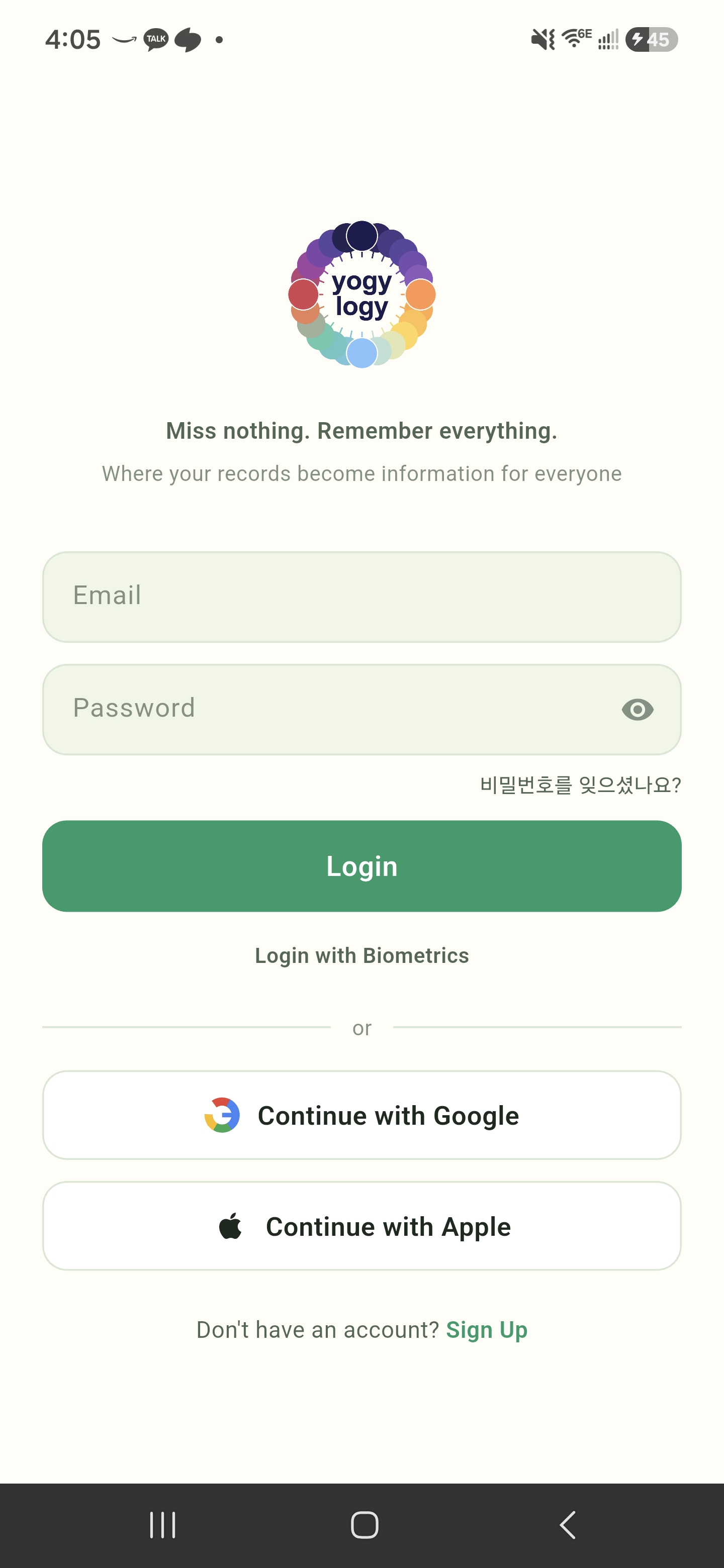 Easy sign-in (Google·Apple) — yogylogy