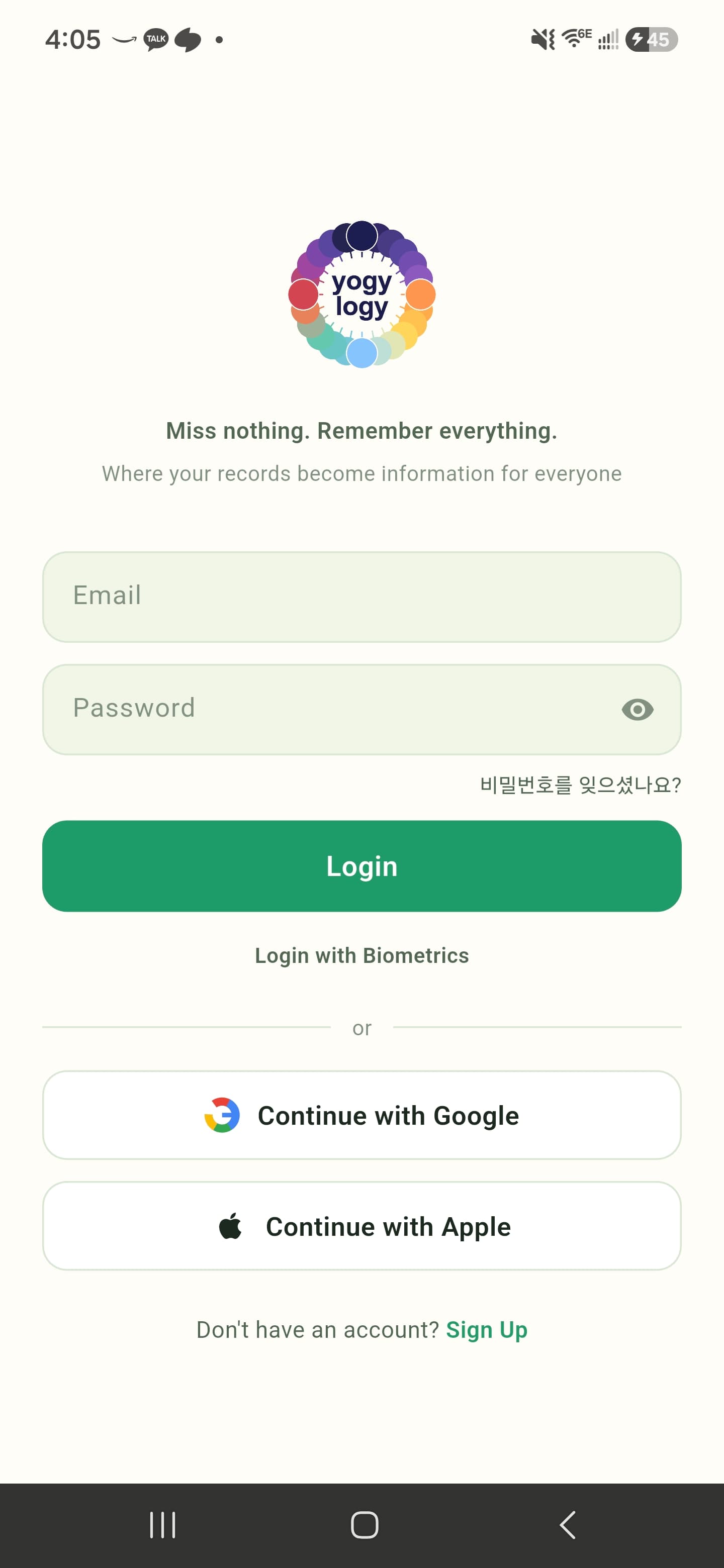 Easy sign-in (Google·Apple) — yogylogy